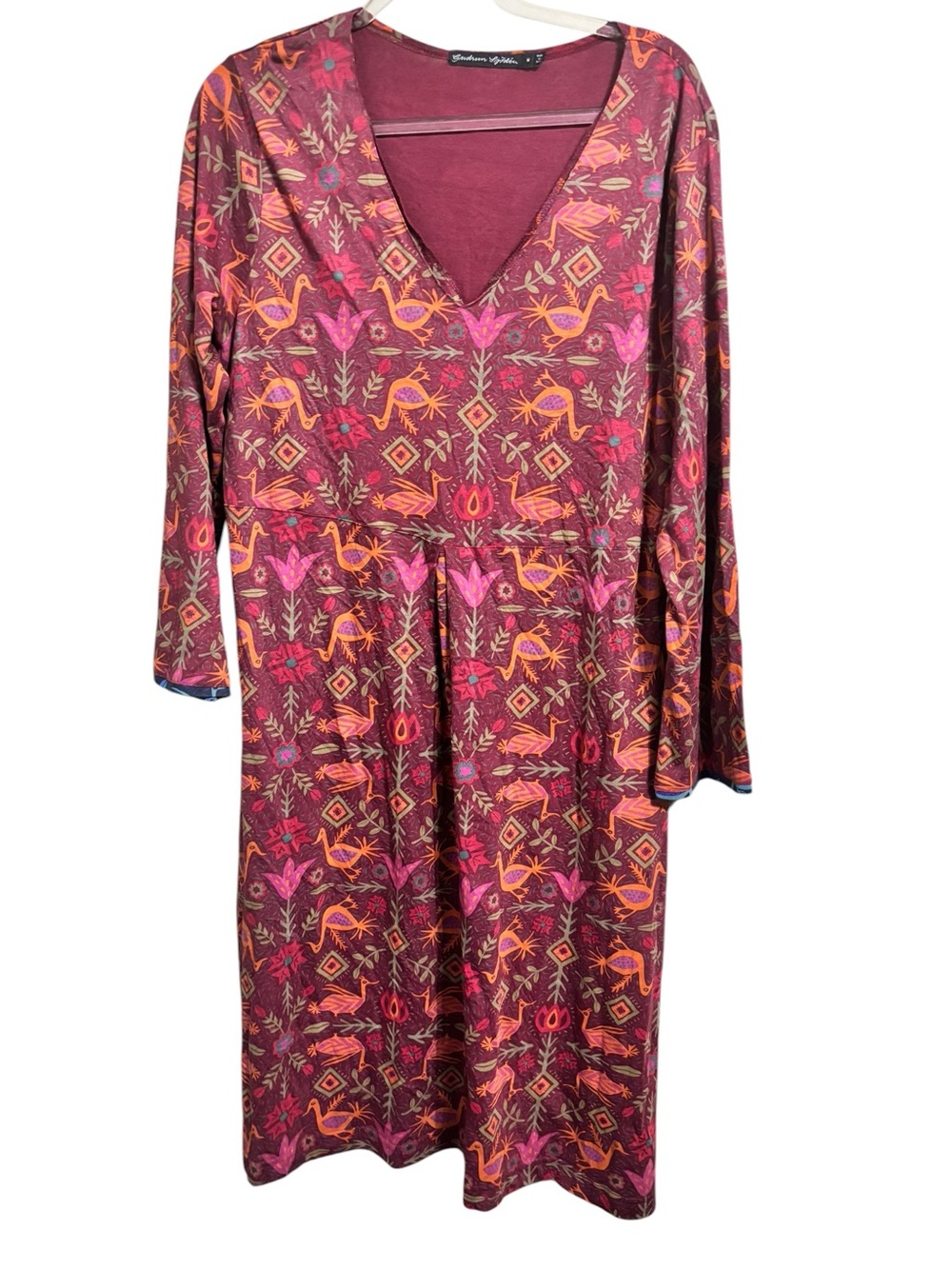 Gudrun Sjoden Floral Animal Long Sleeve Dress Women’s Size Md